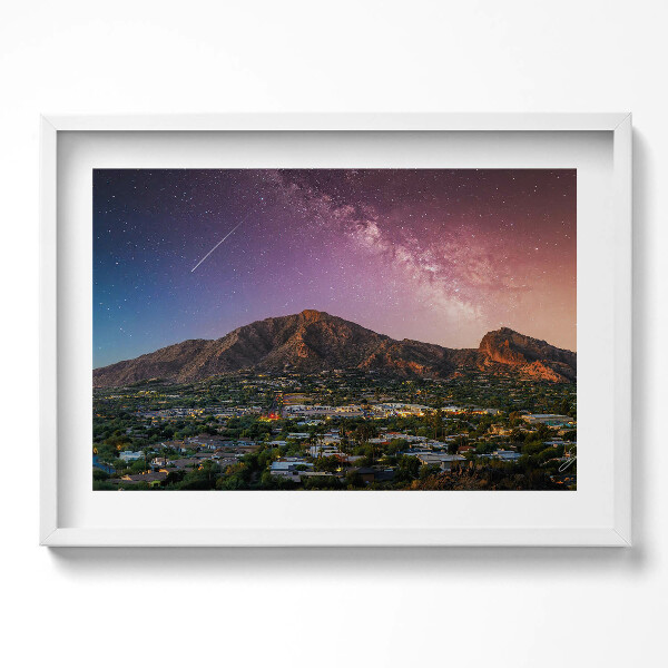 Obraz v rámu moderní Hory s galaxií na obloze