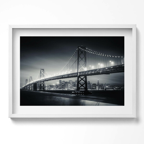 Obraz v rámu moderní Most v noci San Francisco