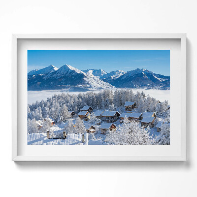 Obraz v rámu moderní Položte sníh v Alpách