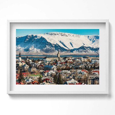 Obraz v rámu moderní Pohled na Reykjavík Island