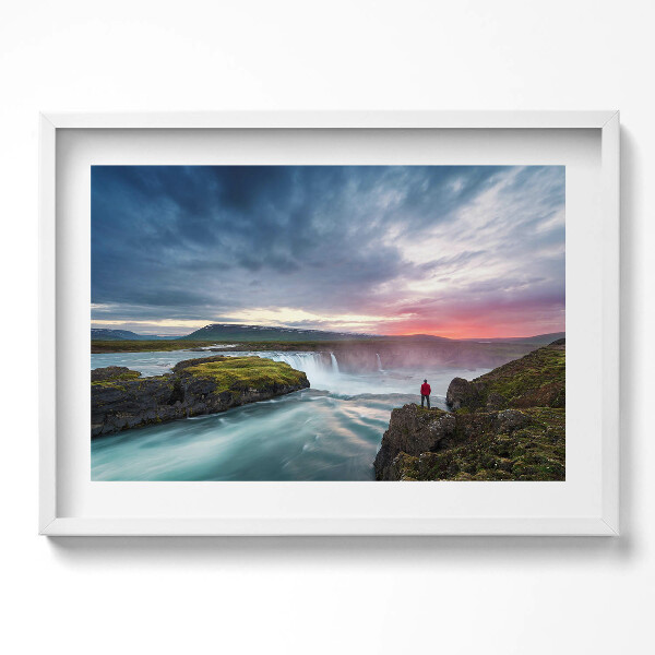 Obraz v rámu moderní Krajina s vodopádem Godafoss