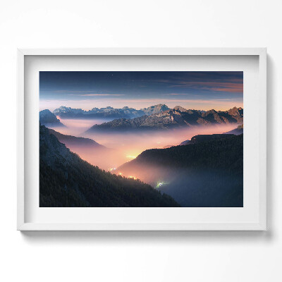 Obraz v rámu moderní Krajina horských vrcholů