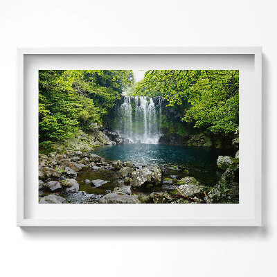 Obraz v rámu moderní Vodopád a řeka mezi stromy