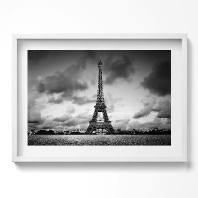 Obraz v rámu moderní Černobílá krajina Francie s Eiffelovou věží