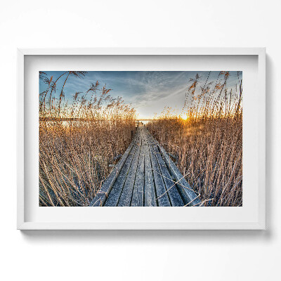 Obraz v rámu moderní Dřevěná cesta uprostřed ničeho