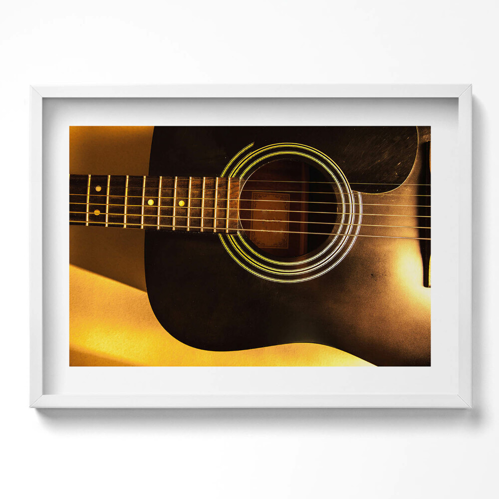 Obraz v rámu moderní Černý kytarový nástroj
