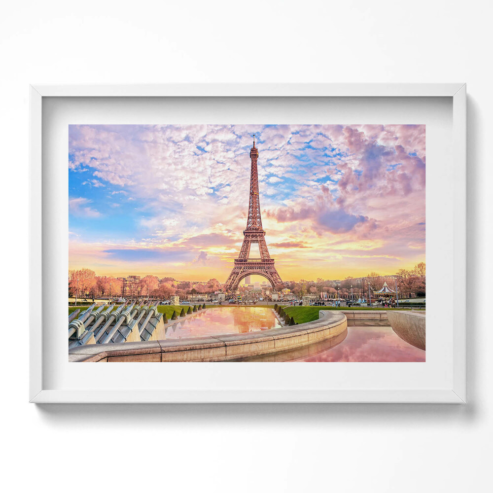 Obraz v rámu moderní Romantický pohled na Eiffelovu věž v Paříži