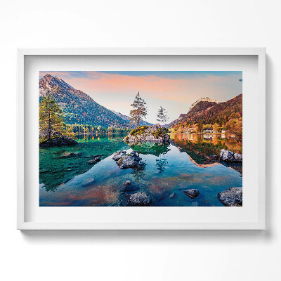 Obraz v rámu moderní Krásná horská krajina jezera