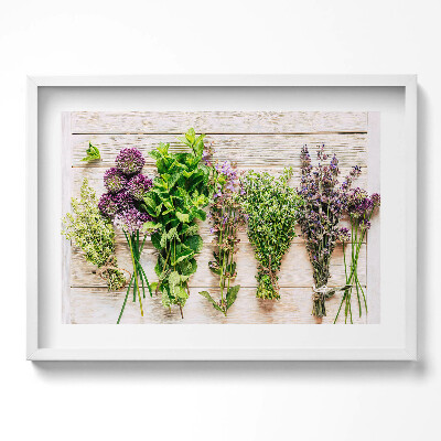 Obraz v rámu moderní Rostliny a byliny na prknech