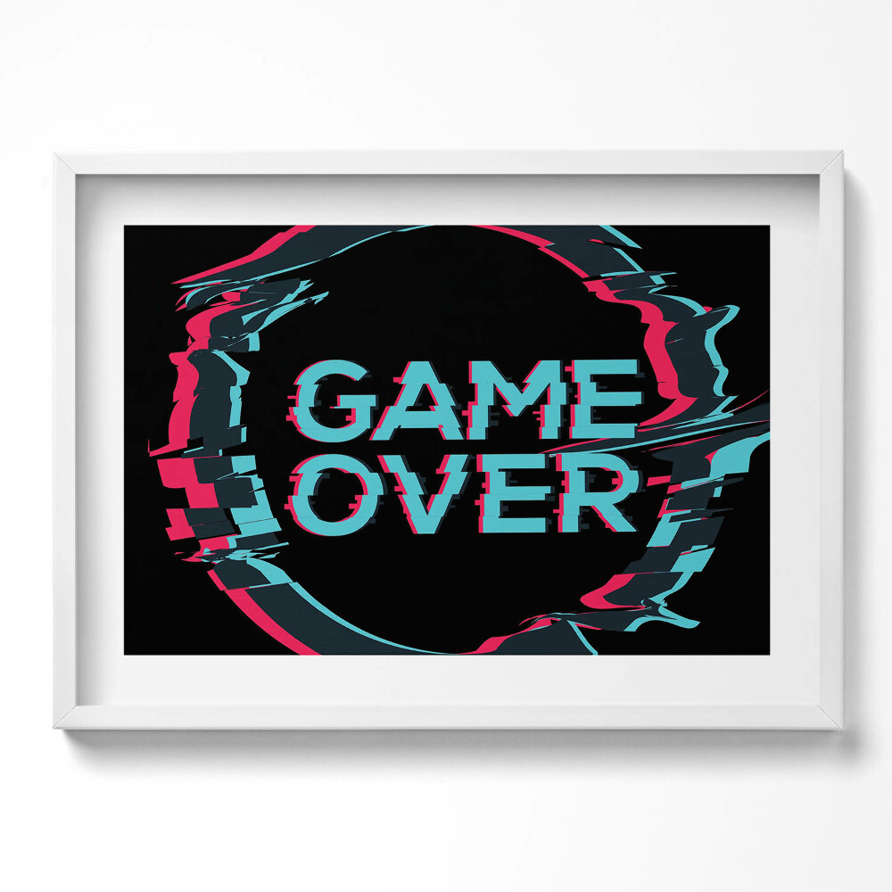 Obraz v rámu moderní Nápis "Game over" pro hráče