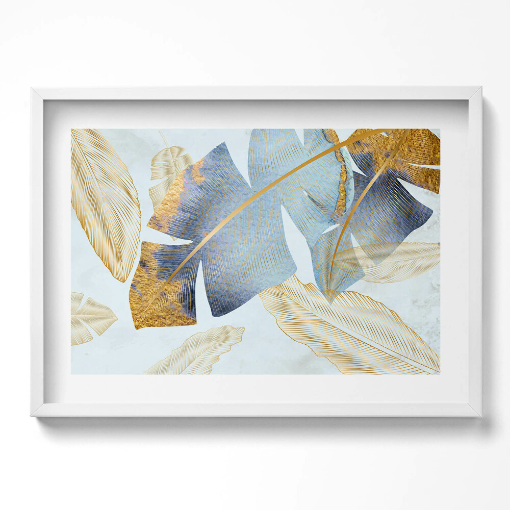 Obraz v rámu moderní Glamour banánové listy se zlatem