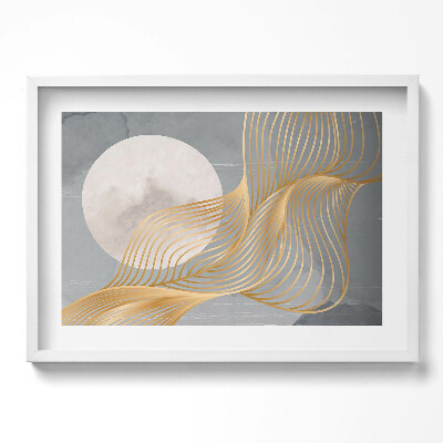 Obraz v rámu moderní Abstraktní ilustrace měsíce se zlatem