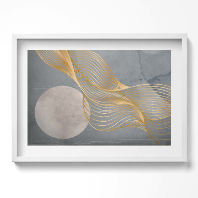 Obraz v rámu moderní Abstraktní ilustrace měsíce se zlatem