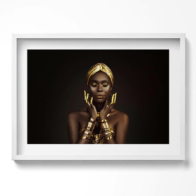 Obraz v rámu moderní Portrét africké ženy ve zlatě