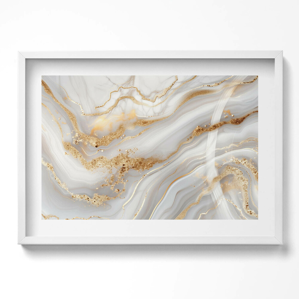 Obraz v rámu moderní Textura mramoru se zlatem