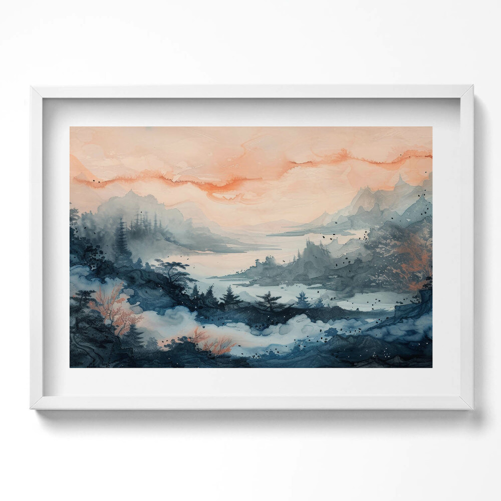 Obraz v rámu moderní Abstraktní krajina hor a lesů