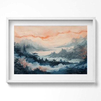 Obraz v rámu moderní Abstraktní krajina hor a lesů