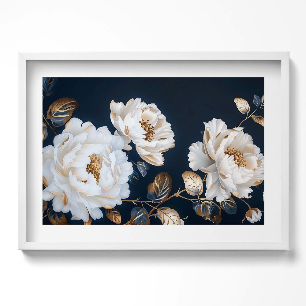 Obraz v rámu moderní Krásné bílé květy v okouzlujícím stylu