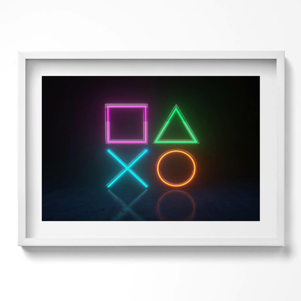 Obraz v rámu moderní Symboly hráčů - znaky na konzole