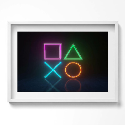 Obraz v rámu moderní Symboly hráčů - znaky na konzole