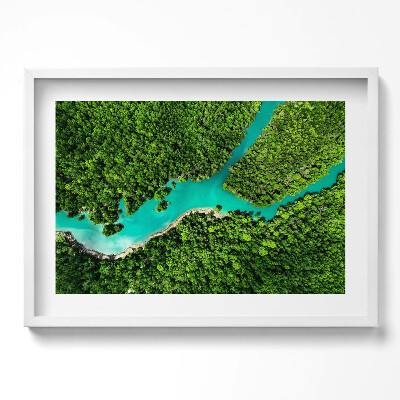 Obraz v rámu moderní Řeka v tropických lesích z ptačí perspektivy