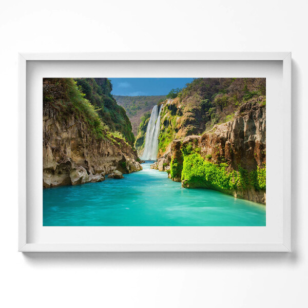 Obraz v rámu moderní Tropický vodopád a řeka