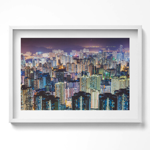 Obraz v rámu moderní Osvětlené město v noci