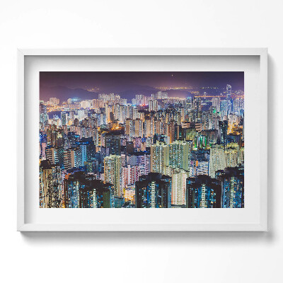 Obraz v rámu moderní Osvětlené město v noci