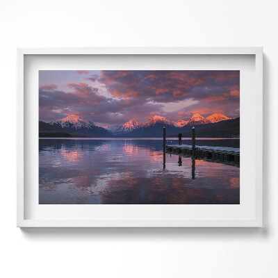 Obraz v rámu moderní Jezerní hory a mraky