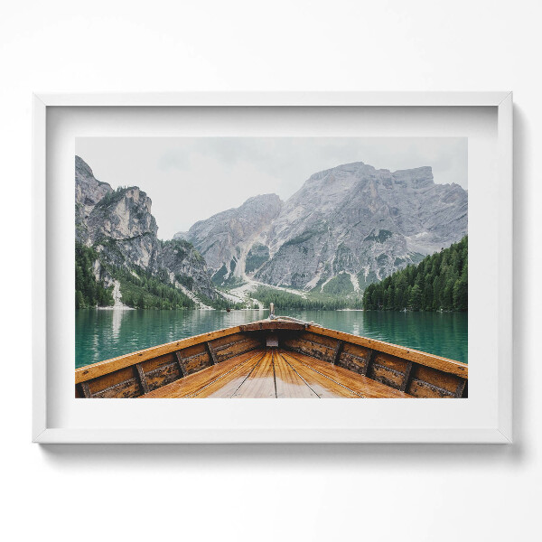 Obraz v rámu moderní Pohled z lodi na horské jezero