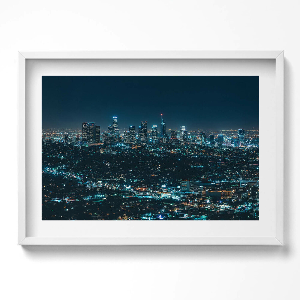 Obraz v rámu moderní Velké osvětlené město na noční panorama