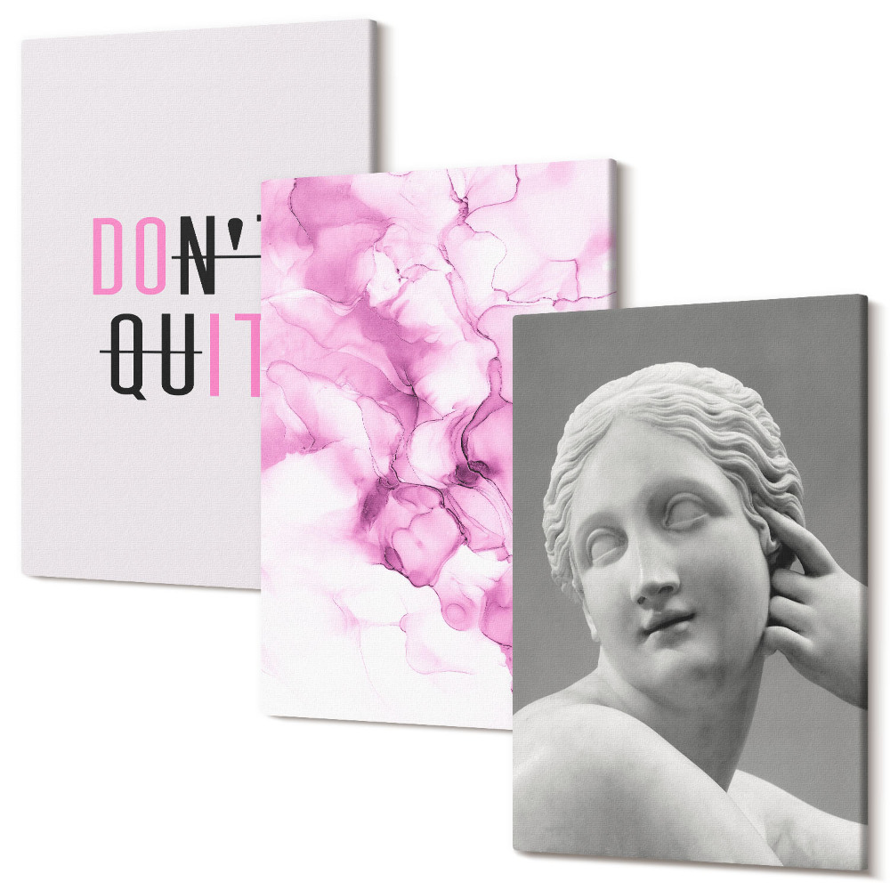 Sada 3 obrazů Akvarel abstrakce inspirující slogan starověké sochy