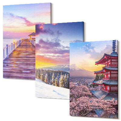 Sada obrazů triptych Romantická krajina s malebnou oblohou