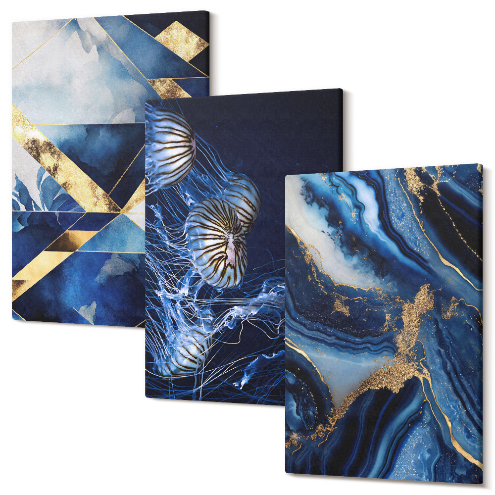 Sada obrazů triptych Abstraktní elegantní vzory s akcenty