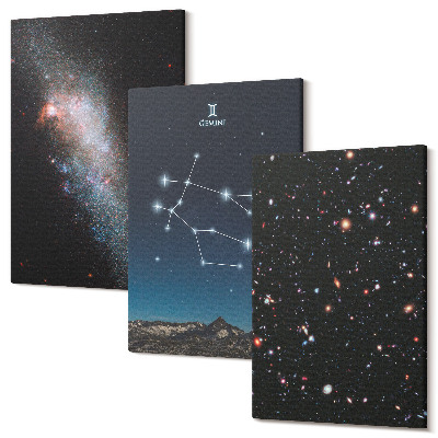 Sada 3 obrazů Blíženci znamení zvěrokruhu galaxie vesmírné hvězdy