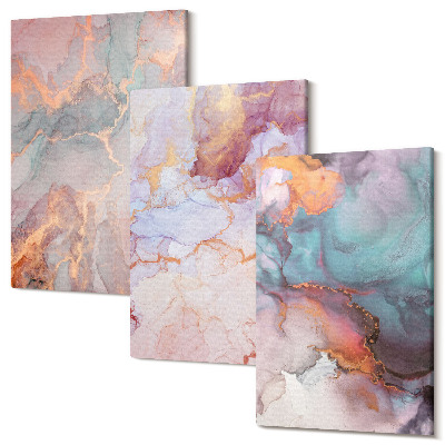 Sada obrazů triptych Abstraktní vzory v pastelových barvách s akcenty