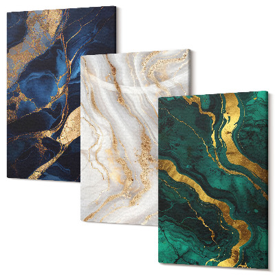 Sada obrazů triptych Abstraktní vzory v odstínech modré a zelené