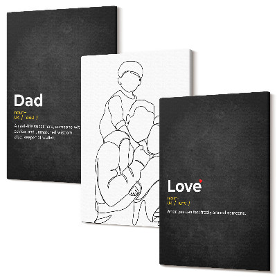 Sada 3 obrazů Rodinné perokresby s definicemi lásky a otcovství