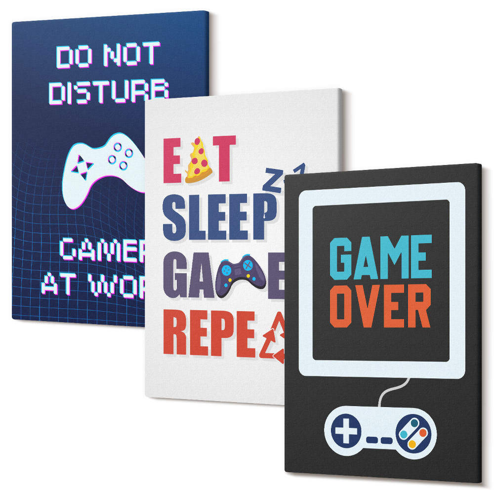 Sada obrazů triptych Titulky pro hráče související se zábavou