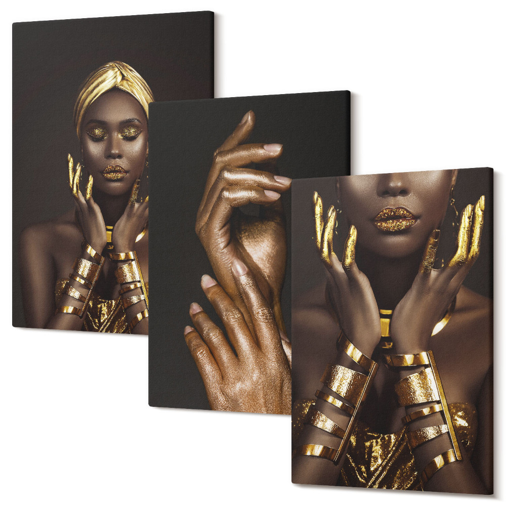 Sada 3 obrazů Elegantní portréty africké ženy
