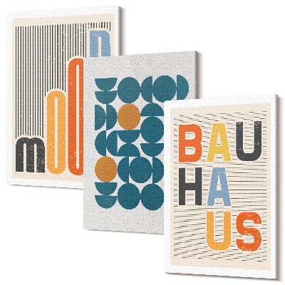 Sada 3 obrazů Geometrické vzory plakáty ve stylu Bauhaus