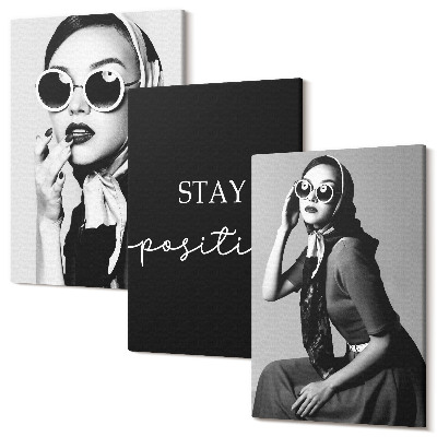 Sada 3 obrazů Stylové portréty žen ve slunečních brýlích