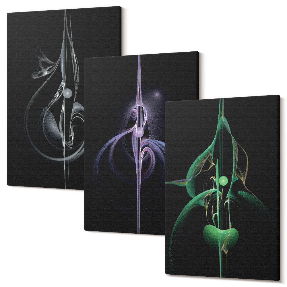 Sada obrazů na zeď triptych Abstraktní vzory v odstínech černé a barevné