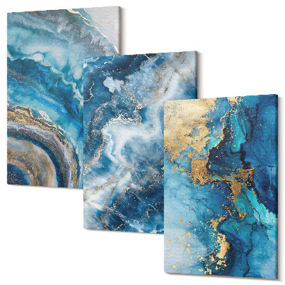 Sada obrazů triptych Modré abstraktní vzory ve třech obrazech