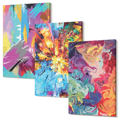 Sada 3 obrazů Barevné malby abstrakce s dynamickými vzory