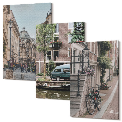 Sada obrazů na zeď triptych Město klidné výhledy na budovy