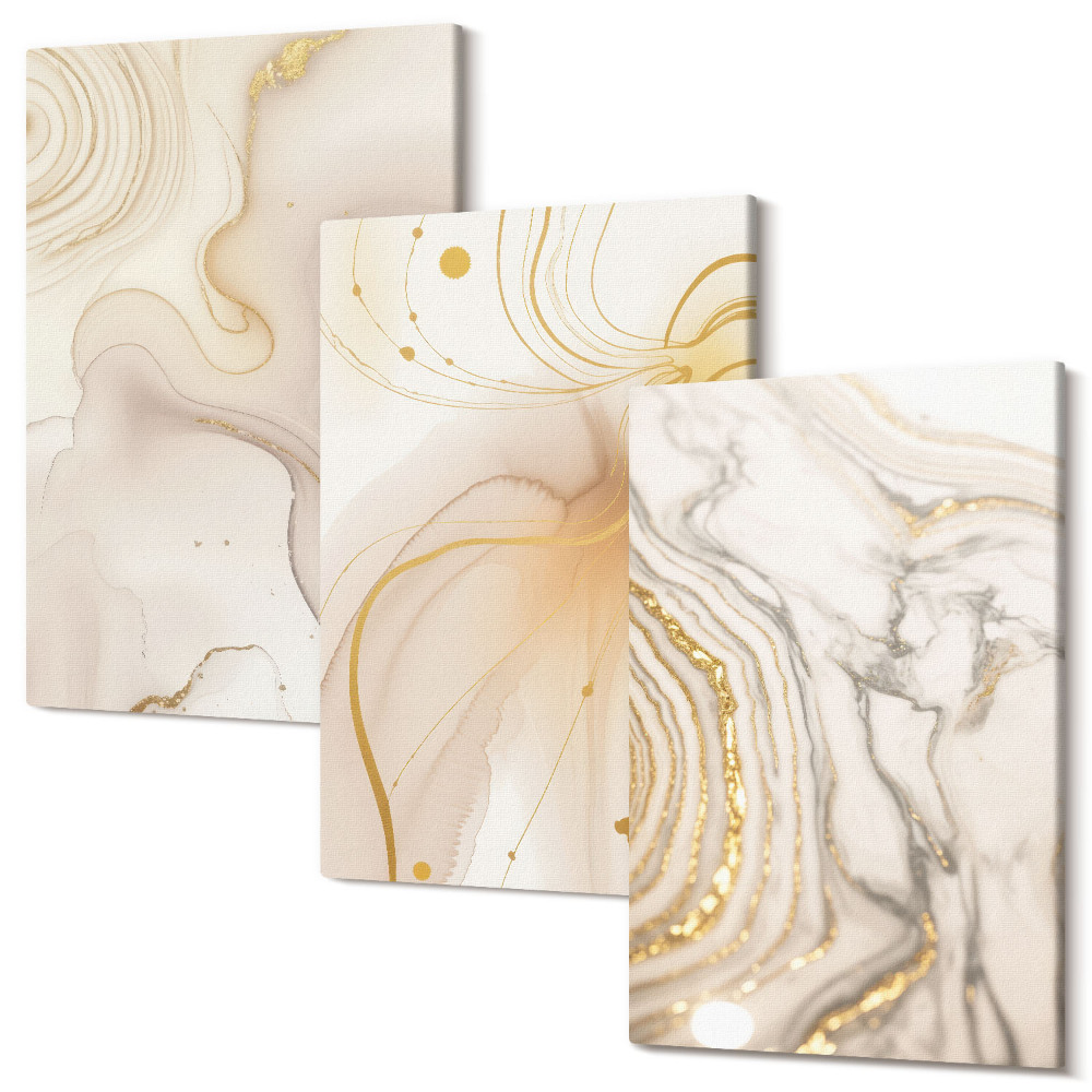 Sada obrazů triptych Jemné abstraktní vzory rozlité barvy