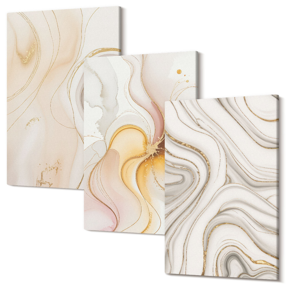 Sada obrazů na zeď triptych Abstraktní teplé vzory elegantní motivy