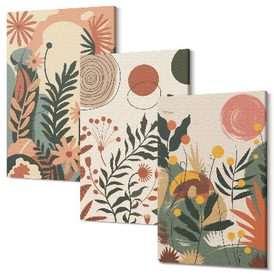 Sada obrazů triptych Vintage rostlinné vzory v pastelových odstínech