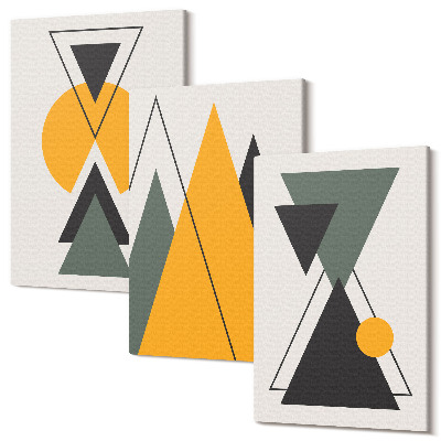 Sada obrazů na zeď triptych Abstraktní geometrické tvary